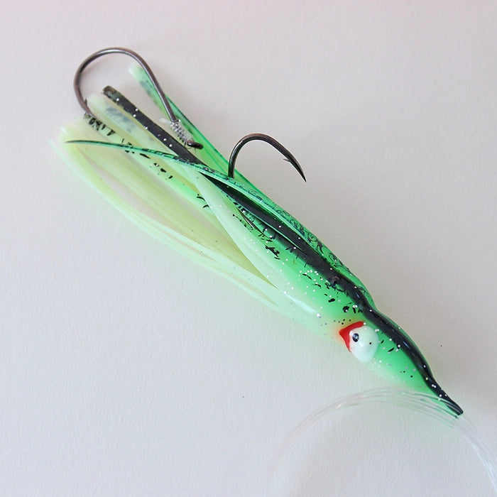 Delta Tackle Salmon Trolling Rig Glow Green Black Splatter