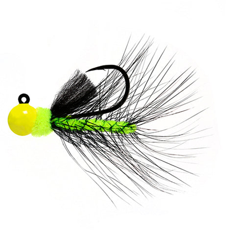 Aerojig Hackle 1/8 to 1/4 Ounce - Chartreuse & Chartreuse, Black