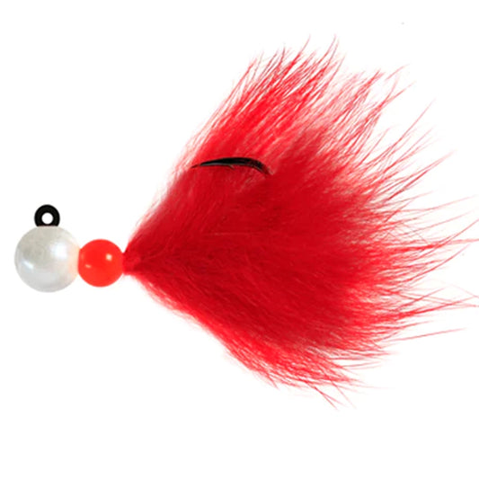 Aerojig Rabbit Bead Jig 1/8 to 1/4 Ounce - Pearl White & Red