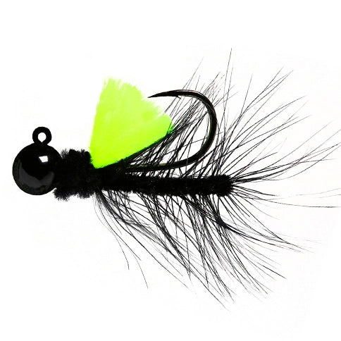 Aerojig Hackle Jig Black Black Chartreuse