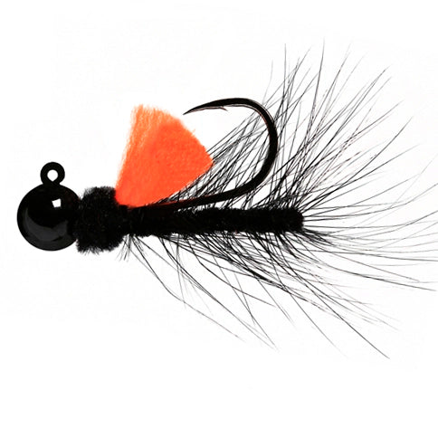 Aerojig Hackle Jig Black Black Orange