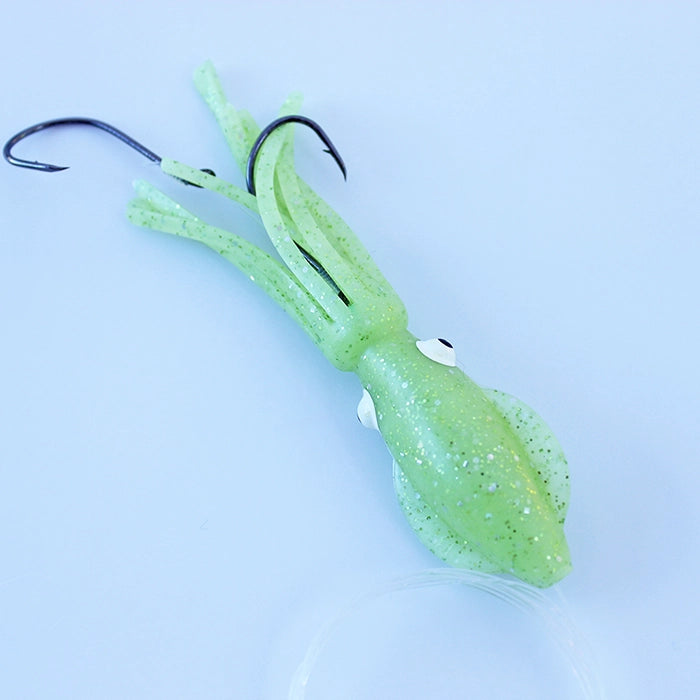 B2 Squid Salmon Trolling Rig Triple Glow Green Glitter