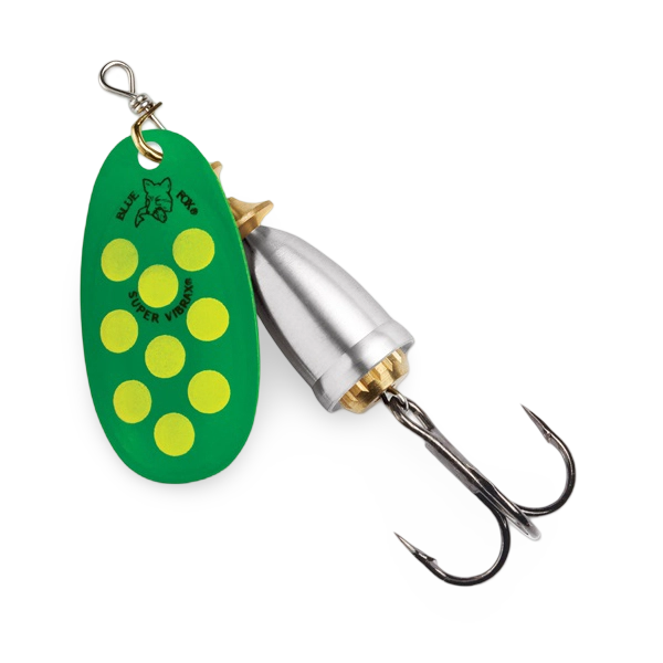 Blue Fox Vibrax Spinner UV Flo Green Flo Yellow Silver