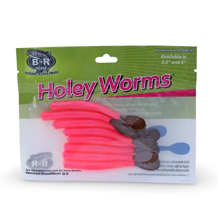 BnR Tackle Holey Worms Sweet Cherry Pink