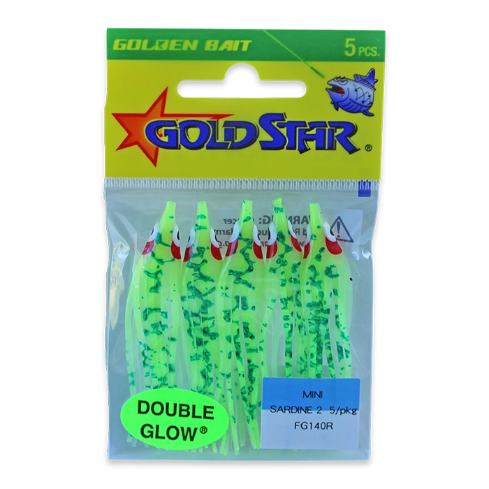 Gold Star Yamashita Mini Sardine Squid FG140R Glow Chartreuse Splatter