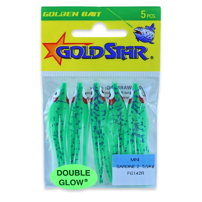 Gold Star Yamashita Mini Sardine Squid FG142R Glow Green Splatter