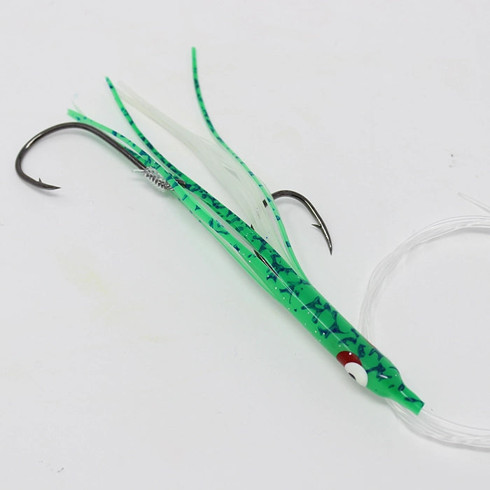 Gold Star Yamashita Needlefish Salmon Trolling Rig Glow Green Splatter