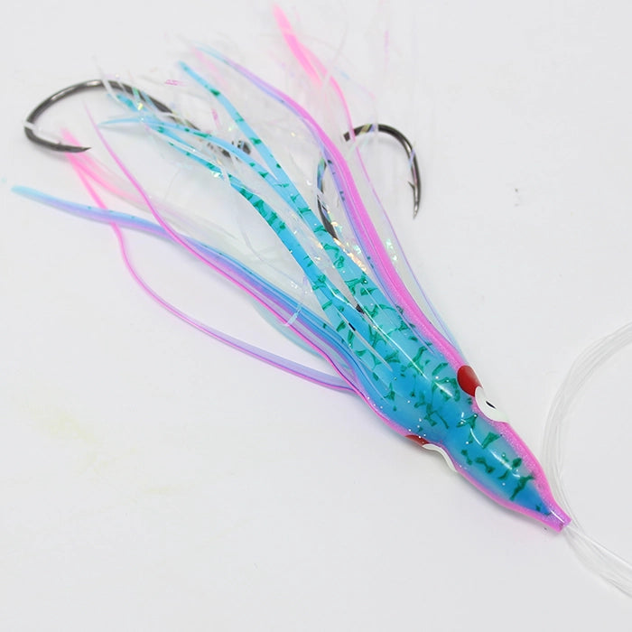 Gold Star Yamashita Octopus Salmon Trolling Rig Glow Blue Splatter Pink Stripe