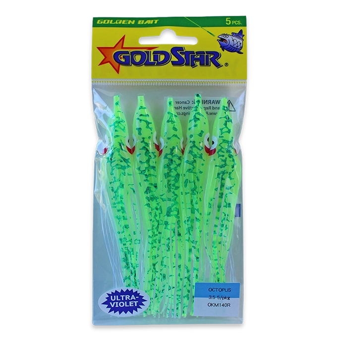 Gold Star Yamashita Octopus Squid OKM140R UV Chartreuse Splatter