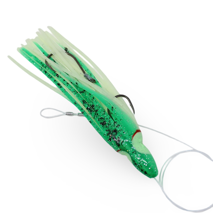 Halibut Hoochie Rig Green Glow Splatterback