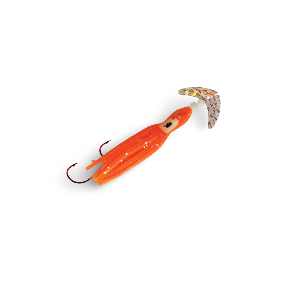 Mack's Cha Cha Kokanee Kokanee 1.5" -  Transparent Silver Tiger & Hot Orange