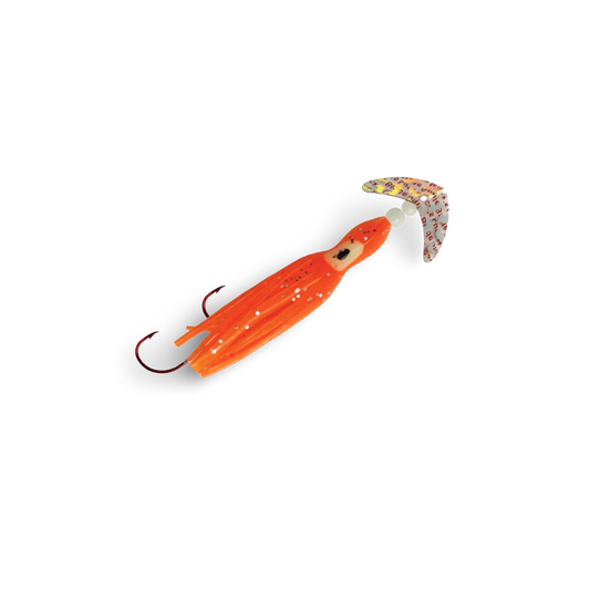 Mack's Cha Cha Kokanee Kokanee 1.5" -  Transparent Silver Tiger & Hot Orange