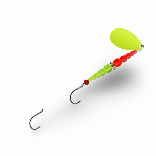 Mack's Double Whammy Spinner - Chartreuse & Flo Orange, Flo Chart