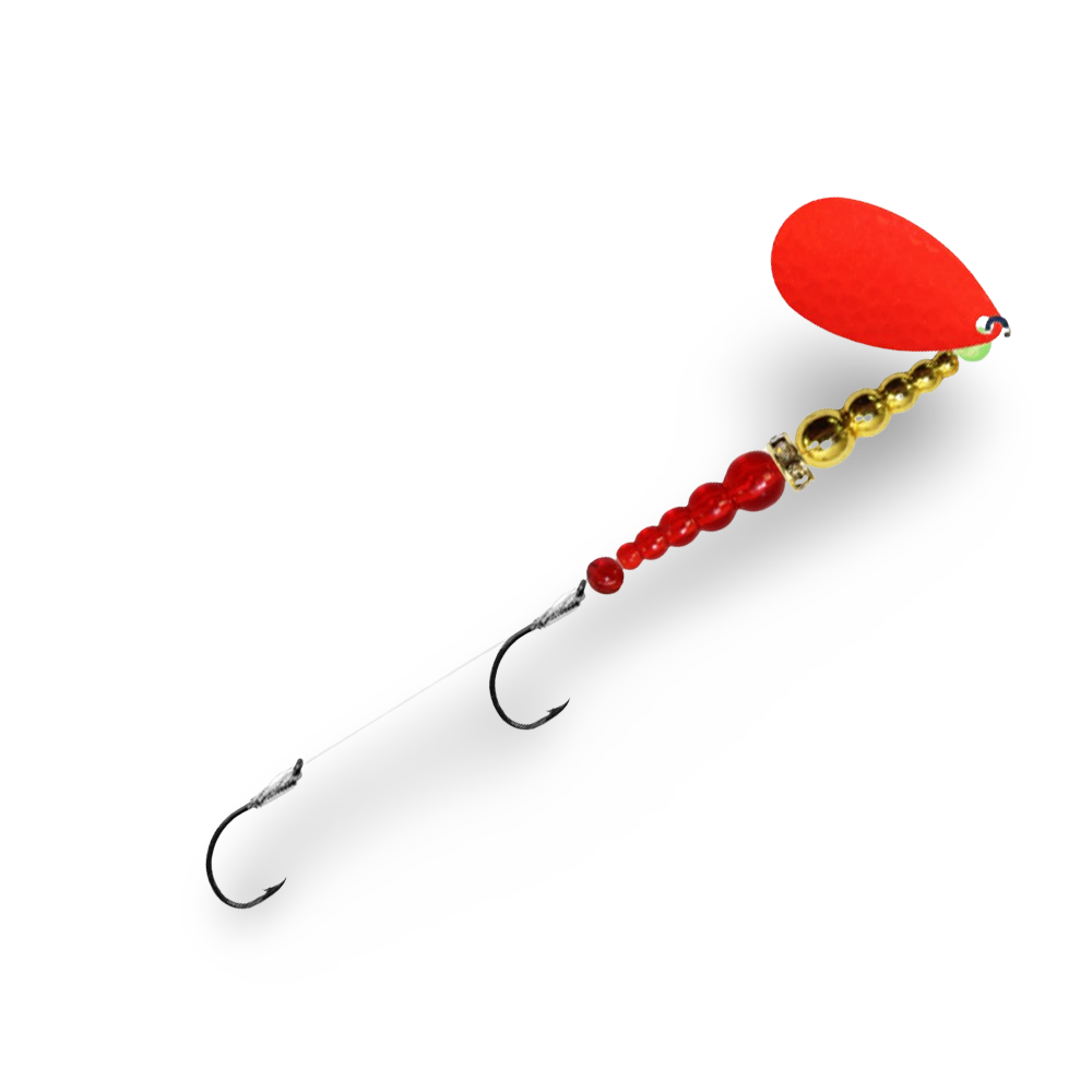 Mack's Double Whammy Spinner - Red & Gold, Flo Ruby