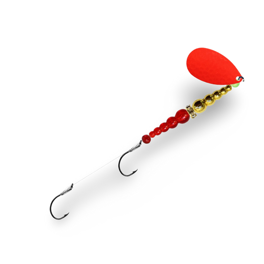 Mack's Double Whammy Spinner - Red & Gold, Flo Ruby