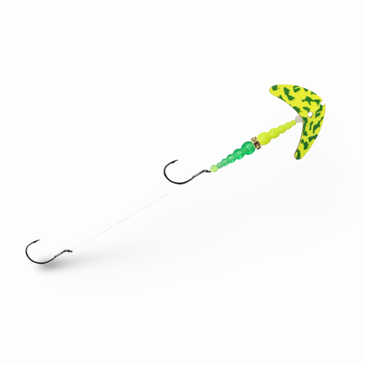 Mack's Double Whammy Walleye - Size 4 Chart Green Tiger & Yellow, Chart, Flo Green