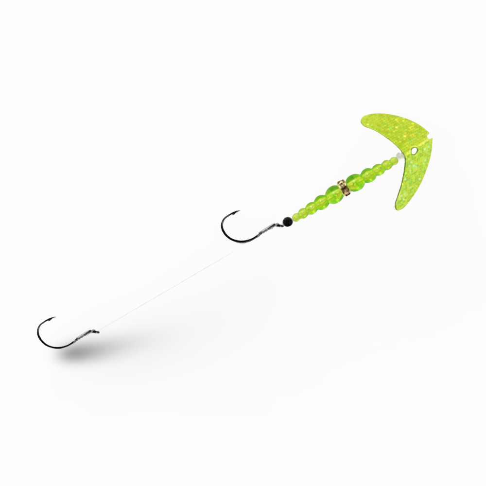 Mack's Double Whammy Walleye - Size 4 Chartreuse Sparkle & Flo Chart