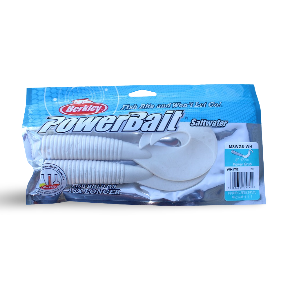 Berkley Saltwater PowerBait Grub 8" White - 2-Pack