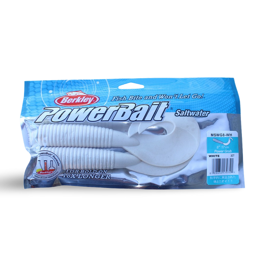 Berkley Saltwater PowerBait Grub 8" White - 2-Pack