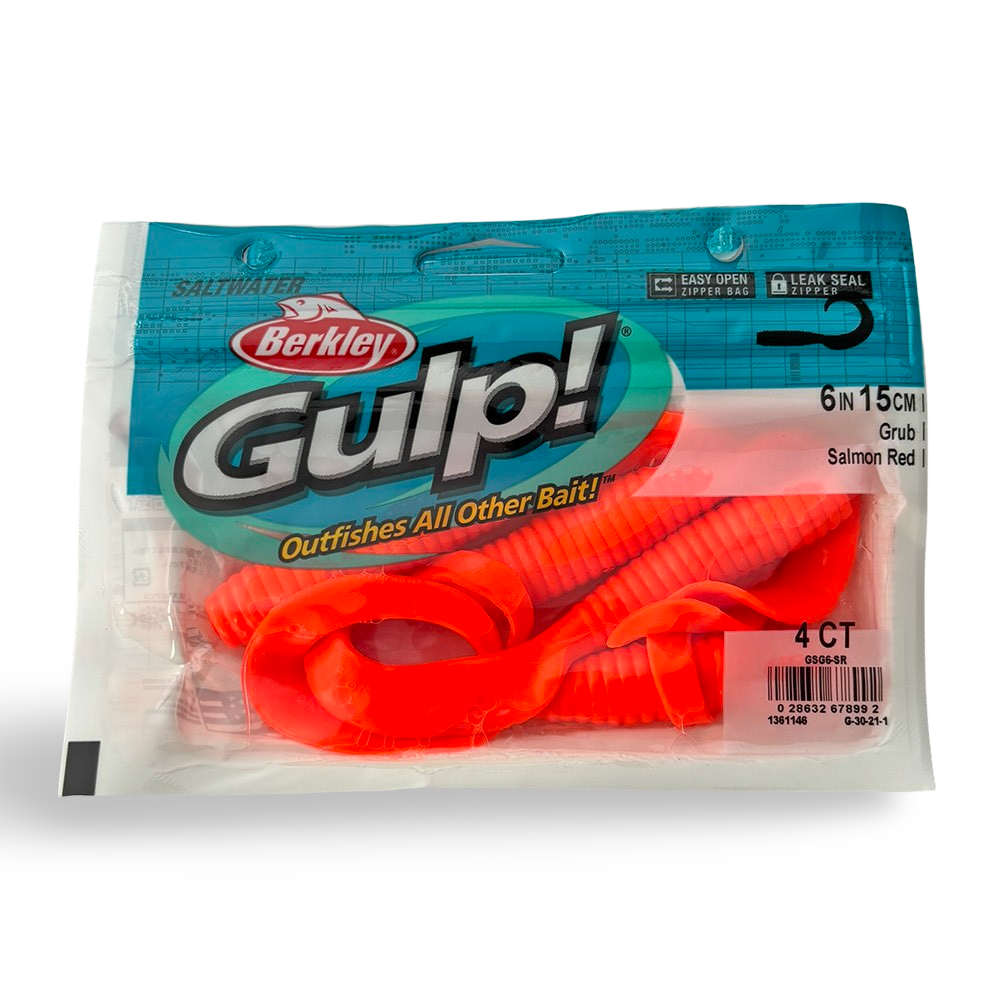 Berkley Gulp Saltwater 6" to 8" Grub - Salmon Red