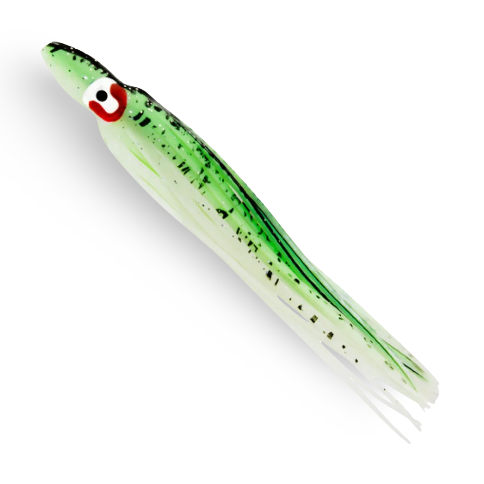 Delta Tackle 4.5" Squid 5-Pack Glow Green/Black Splatter Back