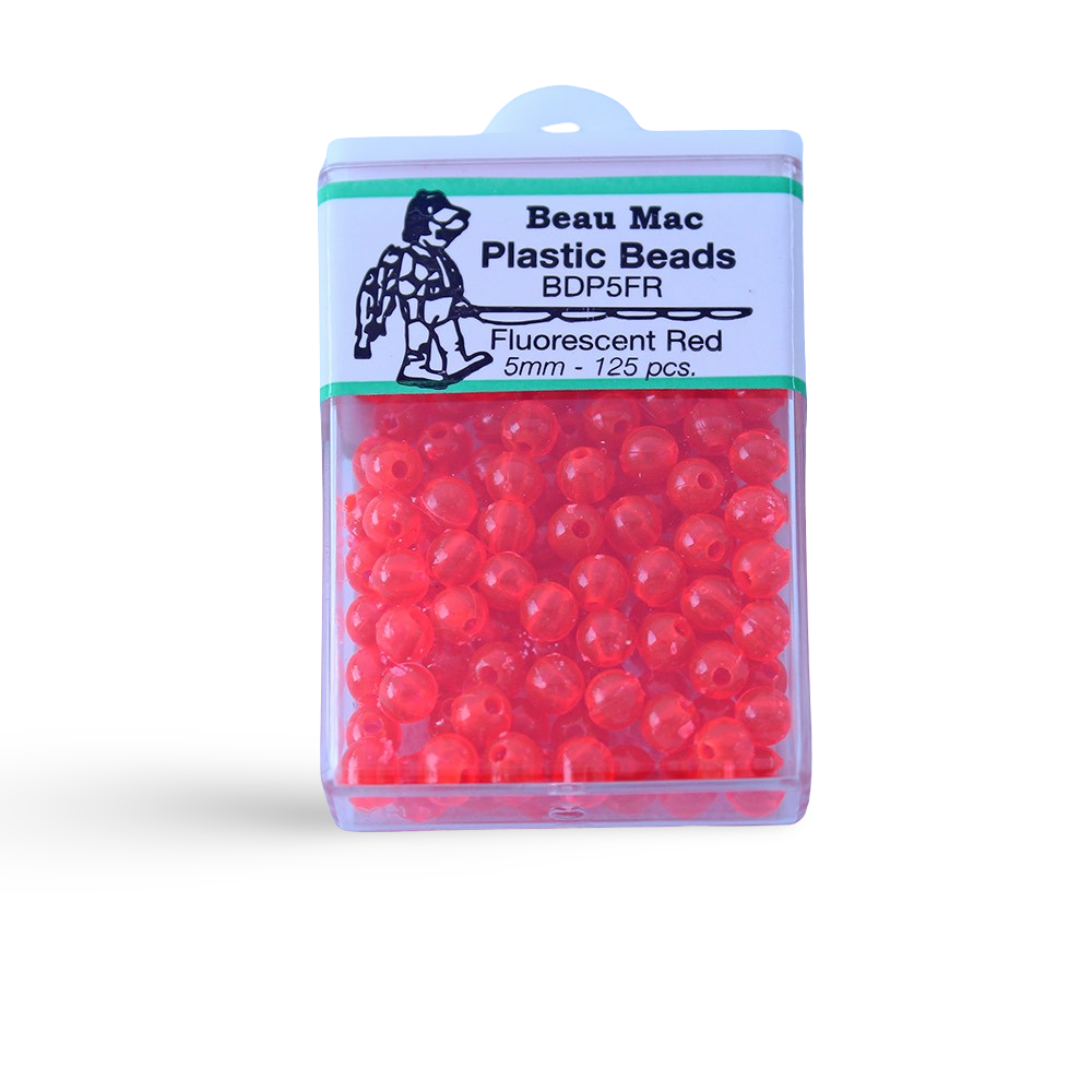 Beau Mac Plastic Beads Round Fluorescent Red - Sizes 4 mm to 8 mm