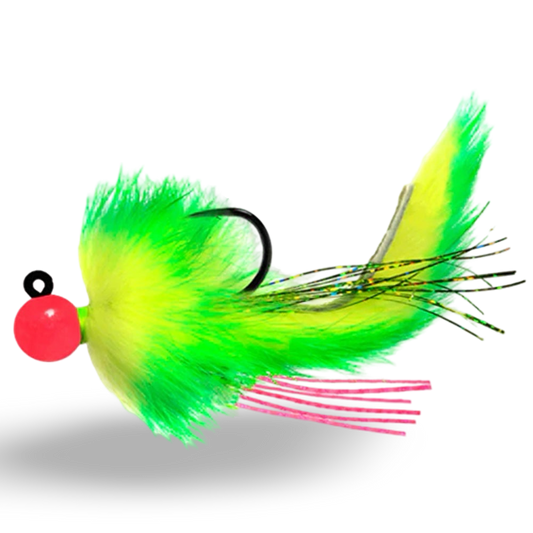 Aerojig Twitching Jig 3/8 to 1/2 Ounce - Corkie Pink & Chartreuse, Green