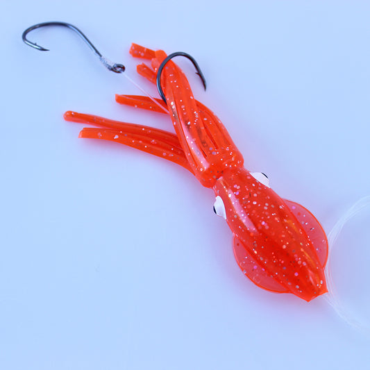 Salmon Trolling Rig - B2 Squid 4" Fluorescent Orange Glitter