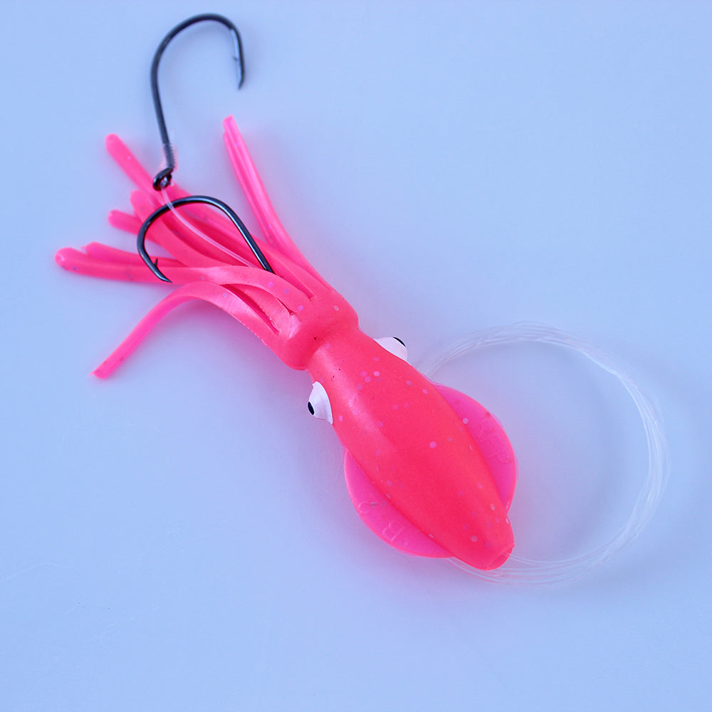 Salmon Trolling Rig - B2 Squid 4" Triple Glow Pink