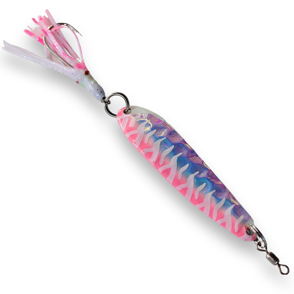 McOmies' Champion Glow Spoon with Hoochie - Pink Fire Tiger