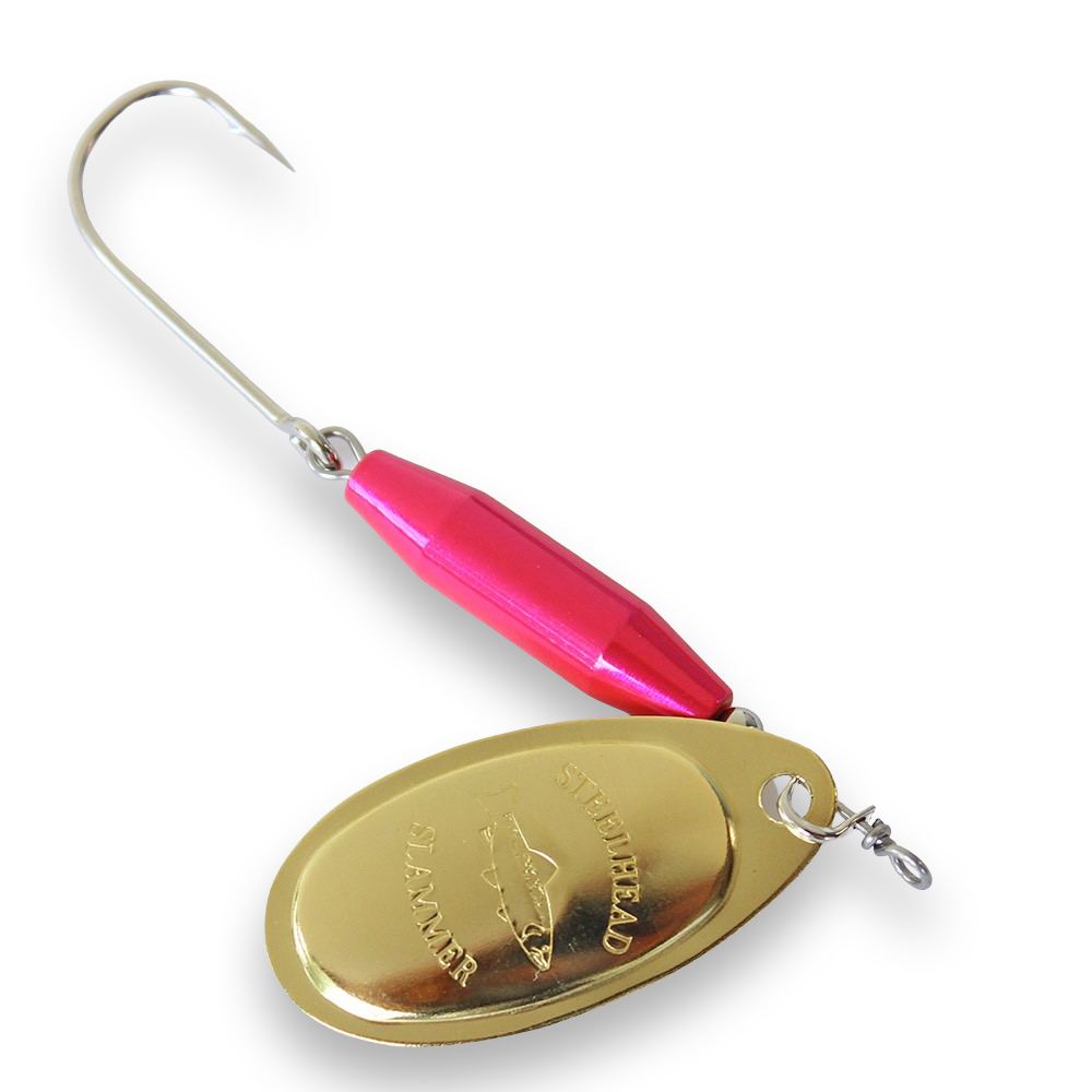 Steelhead Slammer Spinner - Candy Pink Brass