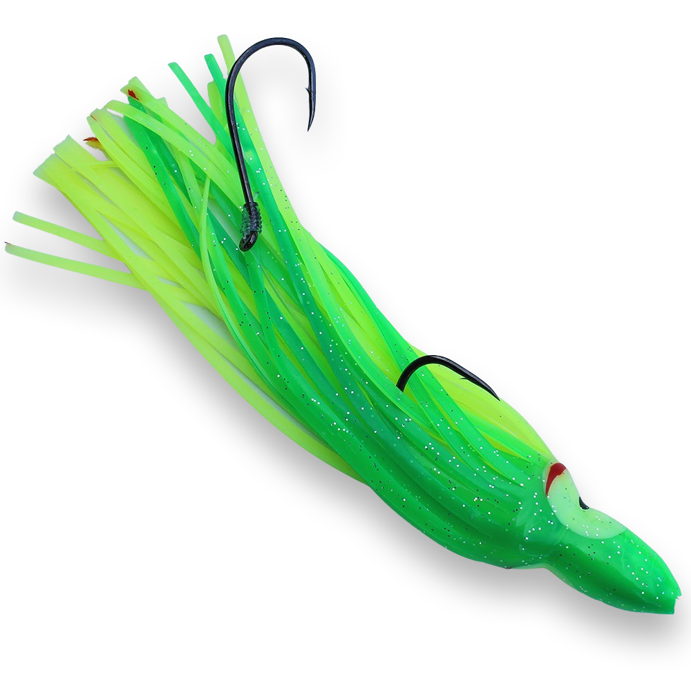 Hoochie Skirt Halibut Rig - UV Lemon Lime