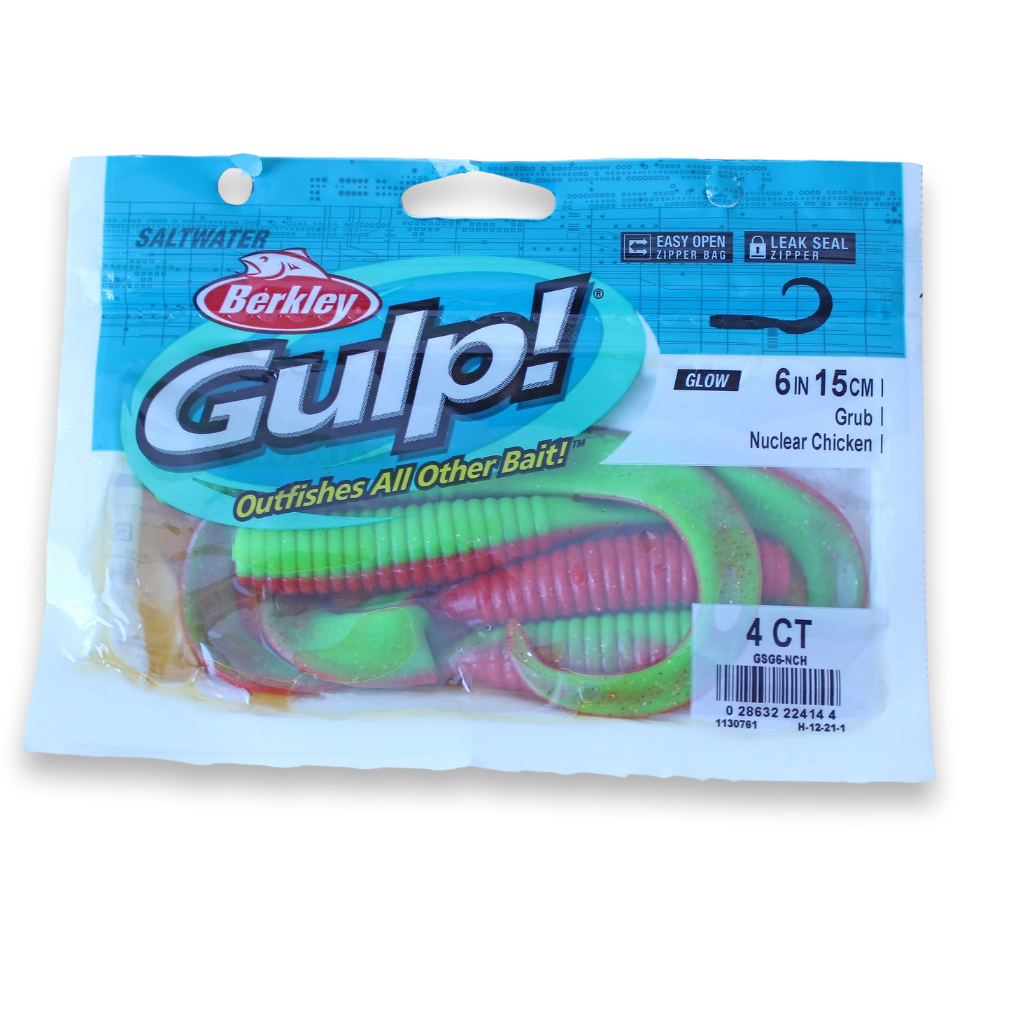 Berkley Gulp Saltwater 6" to 8" Grub - Nuke Chicken