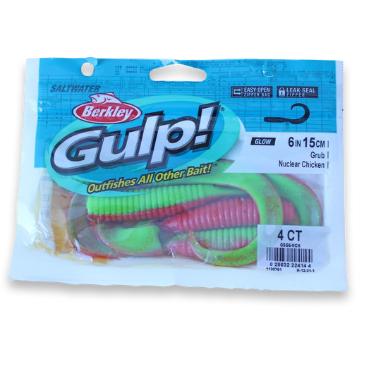 Berkley Gulp Saltwater 6" to 8" Grub - Nuke Chicken