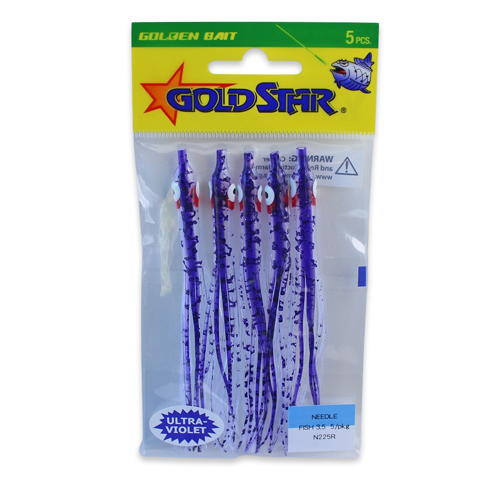 Gold Star Squid #35 Needlefish 4-1/4", UV Purple Spatter Back N225R