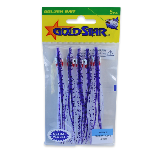 Gold Star Squid #35 Needlefish 4-1/4", UV Purple Spatter Back N225R