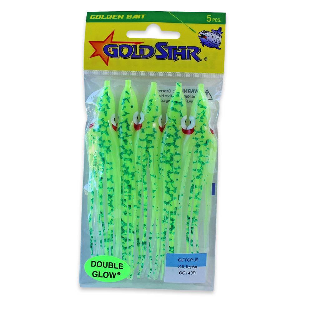 Gold Star Squid #35 Octopus 4-1/4", Glow Spatterback Chartreuse OG140R