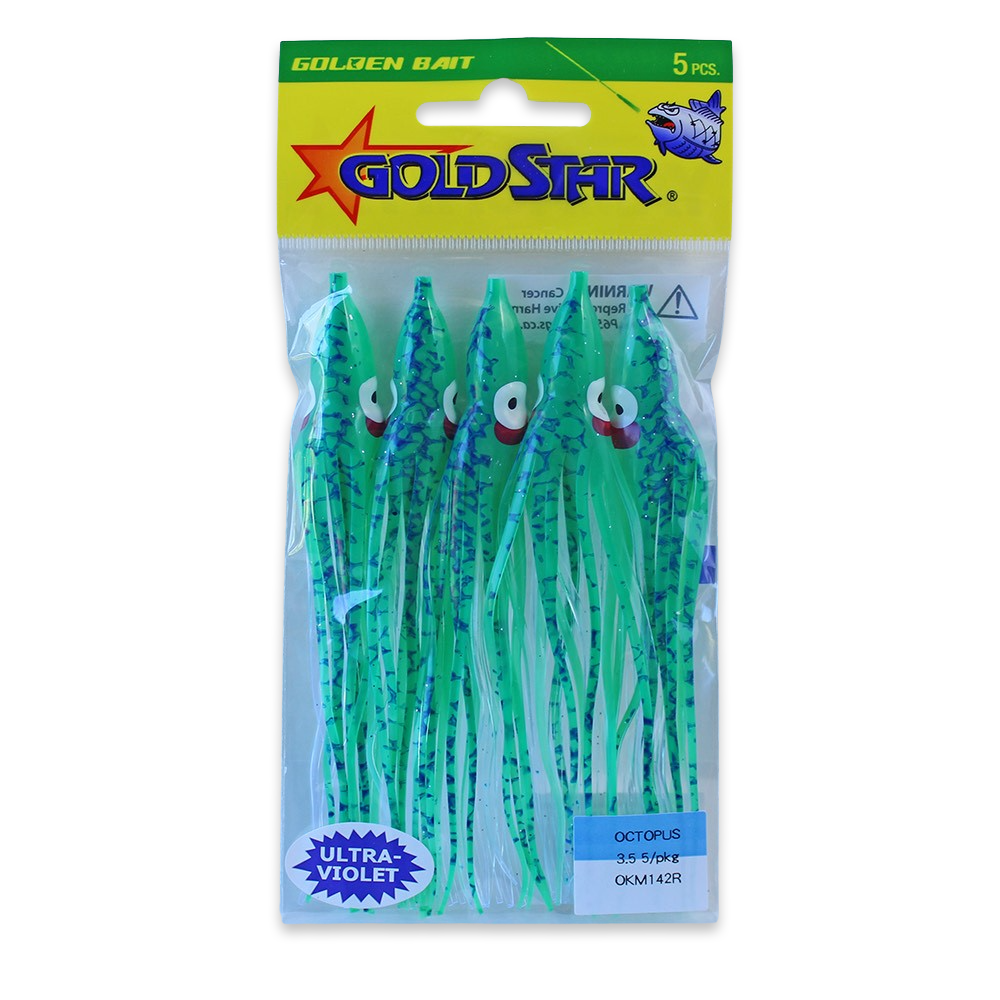 Gold Star Squid #35 Octopus 4-1/4", UV Spatterback Green OKM142R