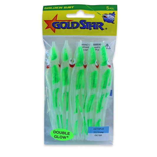 Gold Star Squid #35 Octopus 4-1/4", Green Dot Glow OG78R