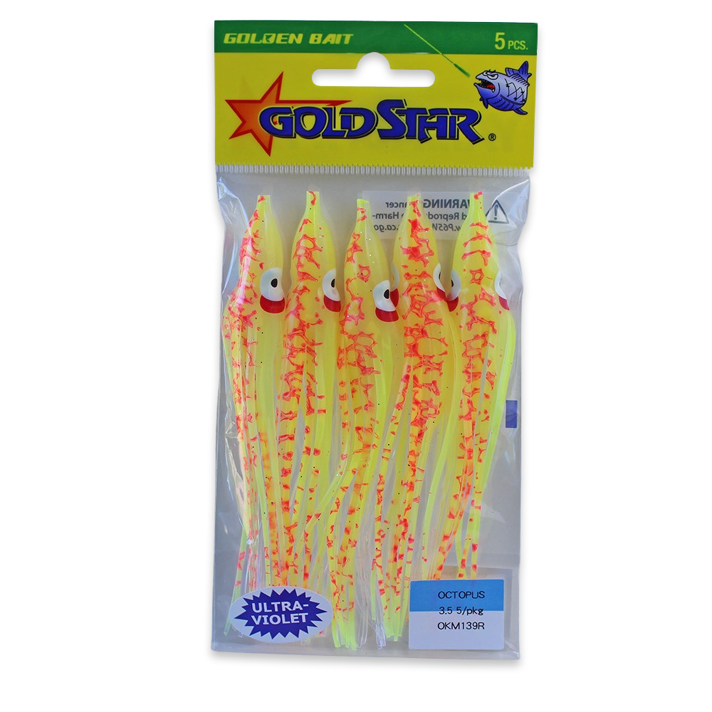 Gold Star Squid #35 Octopus 4-1/4", UV Spatterback Flame OKM139R