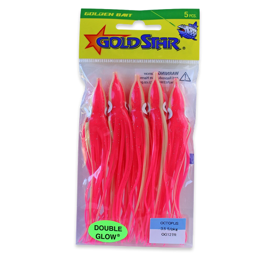 Gold Star Squid #35 Octopus 4-1/4", Hot Pink Glow Stripe OG127R