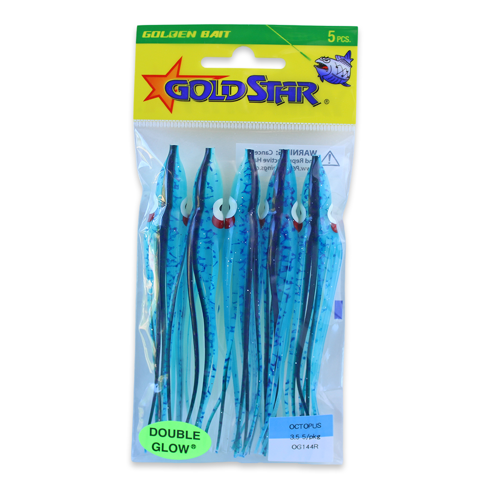 Gold Star Squid #35 Octopus 4-1/4", Glow Spatterback Blue OG144R