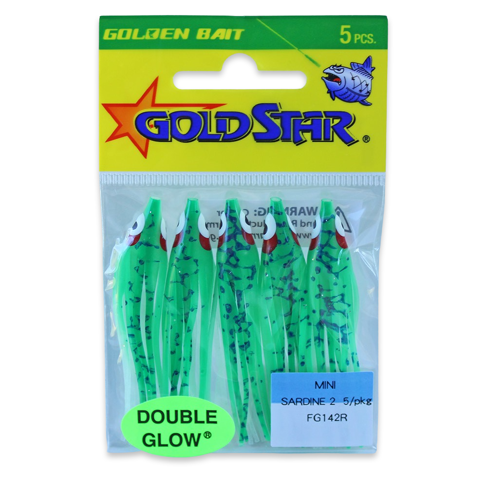 Gold Star Squid 20 Mini Sardine 21/4", Glow Spatterback Green FG142R