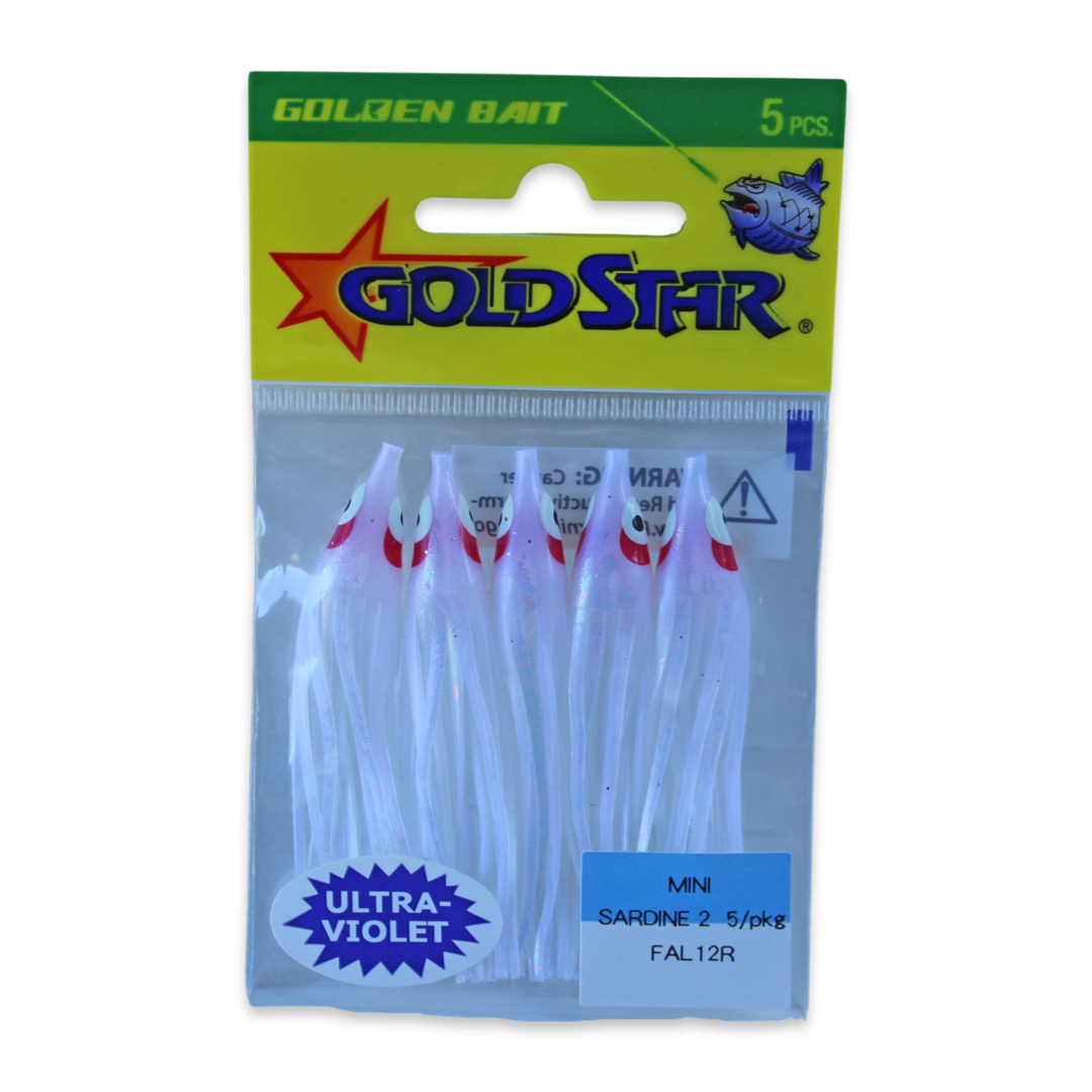 Gold Star Squid 20 Mini Sardine 21/4", UV Purple Haze White FAL12R