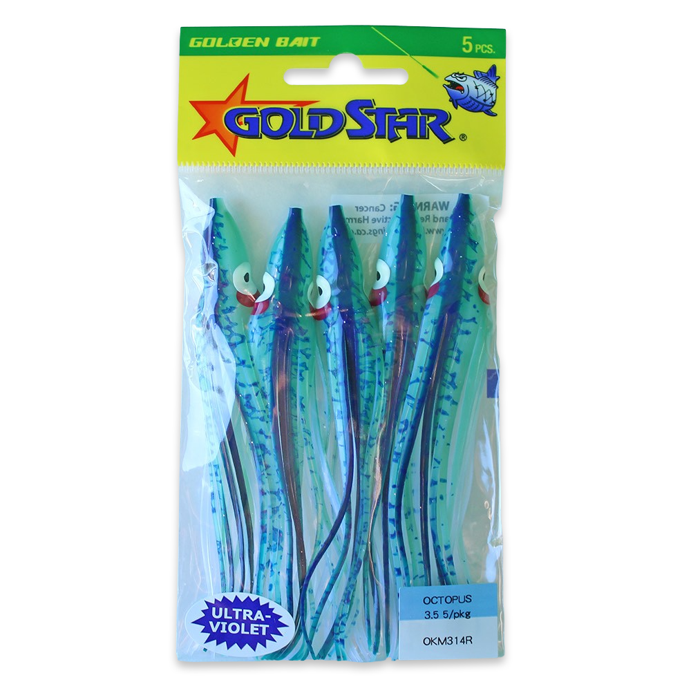 Gold Star Squid #35 Octopus 4-1/4", UV Blue Pearl Spatterback OKM314R