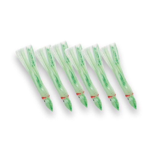 P-Line Sunrise Squid 3.5" 6-pack Glow Green Dot