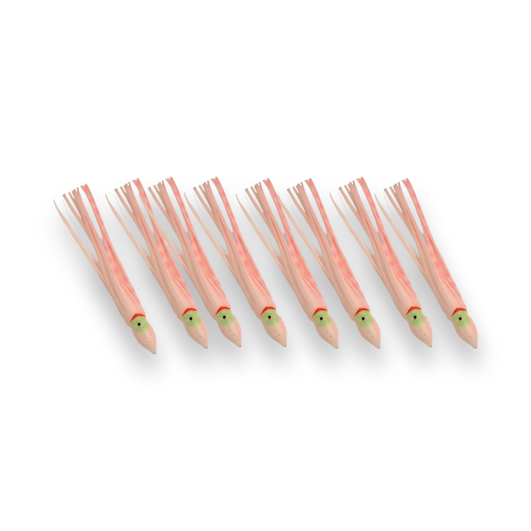 P-Line Sunrise Squid 2.5" 8-pack White Body Pink Stripes