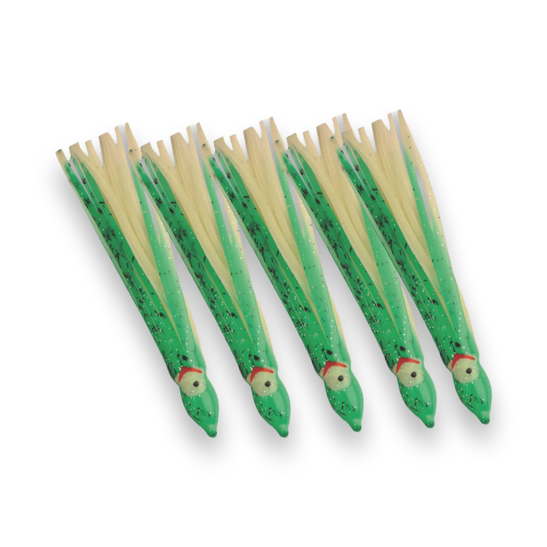 P-Line Sunrise Squid 4.5" 5-pack Glow Green