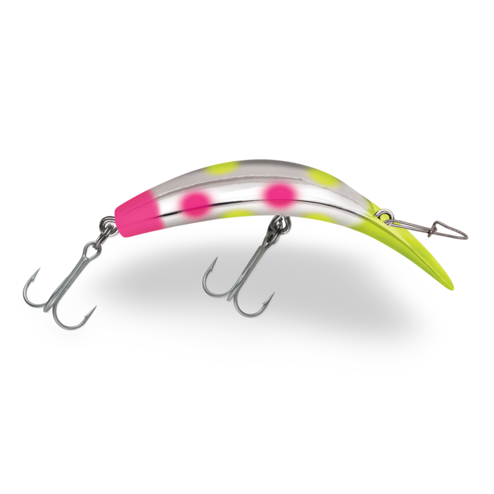 Luhr Jensen Kwikfish Chartreuse Pink Dual Dots 1636