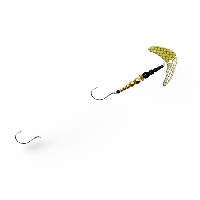 Mack's Smile Blade Double Whammy Walleye Rig Chartreuse Green Tiger